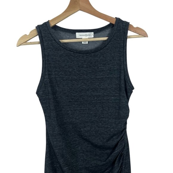Treasure & Bond Sheath Mini Dress Size XS Gray Heathered Ruched Sleeveless Knit - Picture 5 of 9